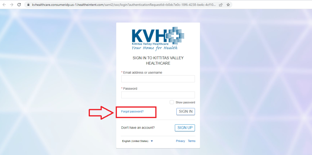 KVH Patient Portal Reset password