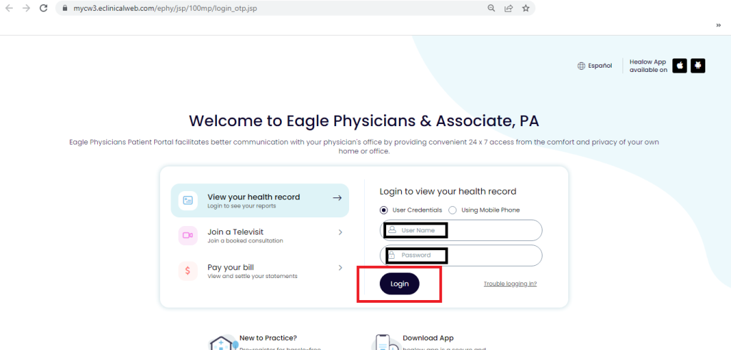 Eagle Patient Portal Login