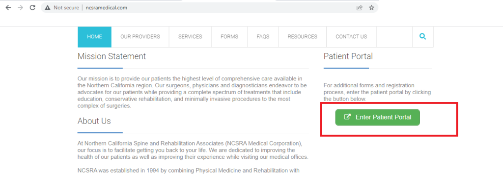 NCSRA Patient Portal 
