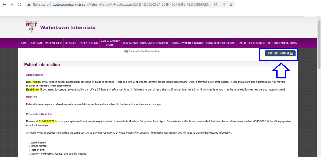 Watertown Internists Patient Portal Log In Www watertowninternists 