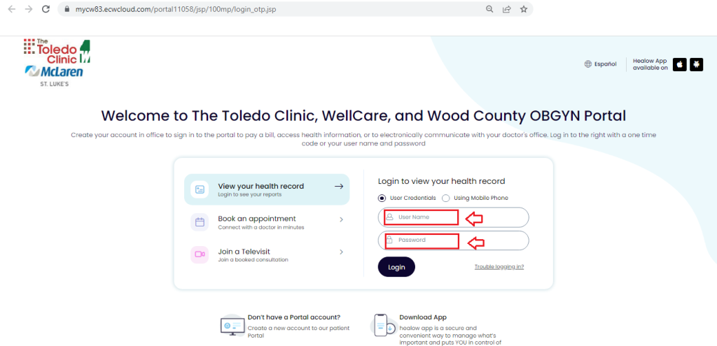 Toledo Clinic Wellcare Patient Portal