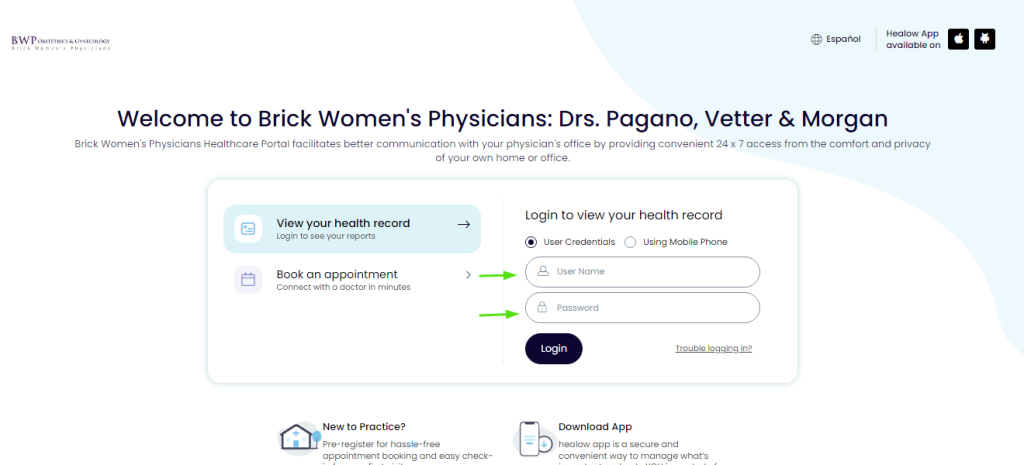 Brick Womens Physicians Patient Portal 