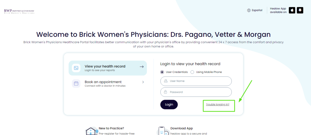 Brick Womens Physicians Patient Portal 