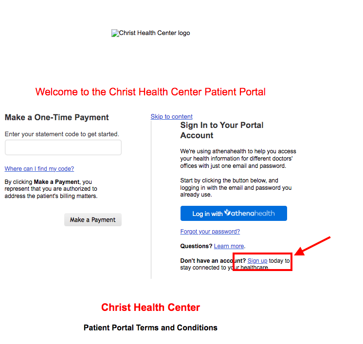 Christ Health Center Patient Portal