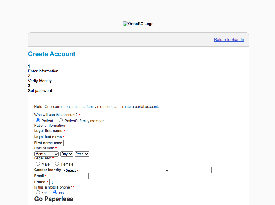 OrthoSC Patient Portal