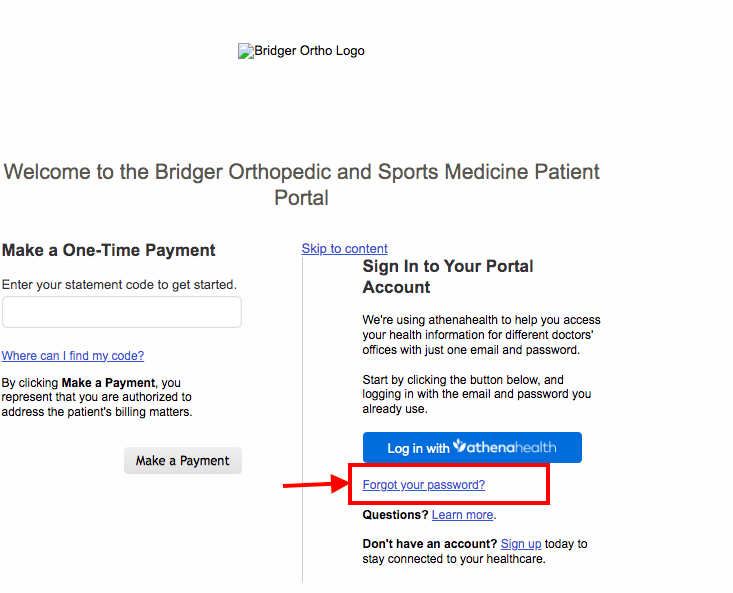 Bridger Orthopedic Patient Portal 
