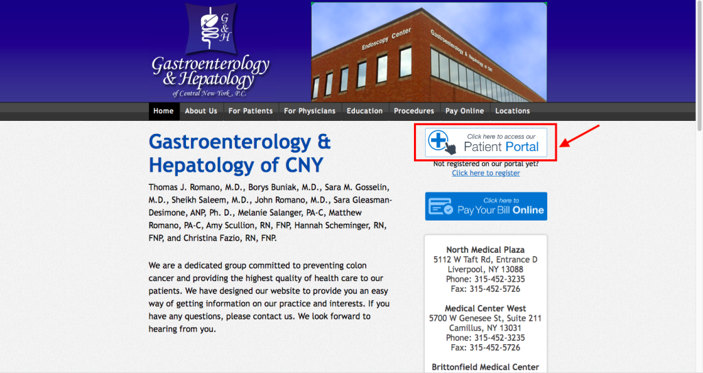 CNY Gastroenterology Patient Portal