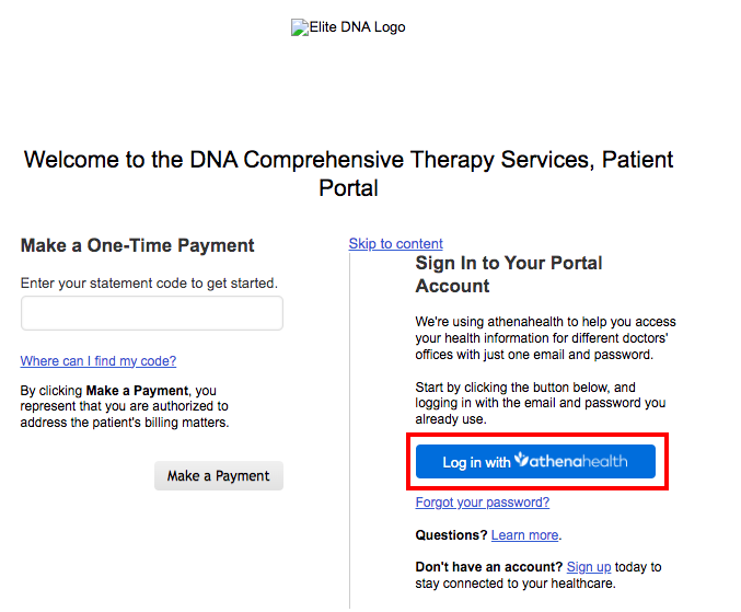 ELITE DNA Patient Portal Login