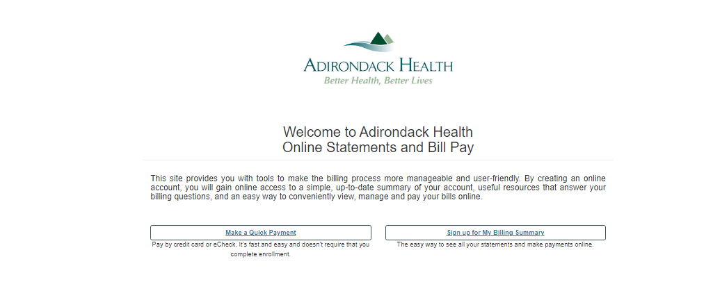 Adirondack health Bill Pay