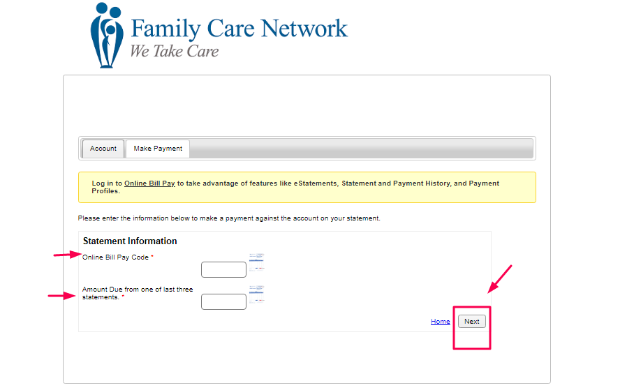 Family Care Network Patient Pay bill online