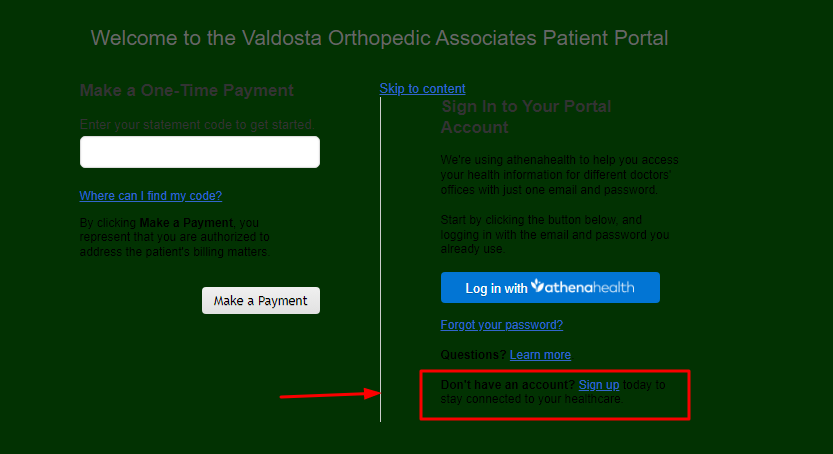 Valdosta Orthopedic Associates Patient Portal 1