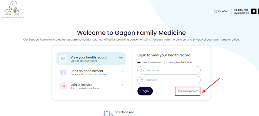 Reset Gagon Family Medicine Patient Portal Password