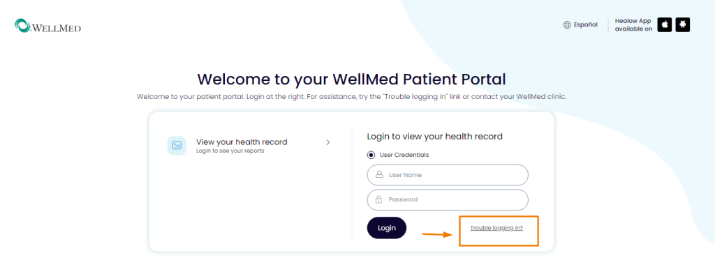 WellMed Patient Portal Reset Password